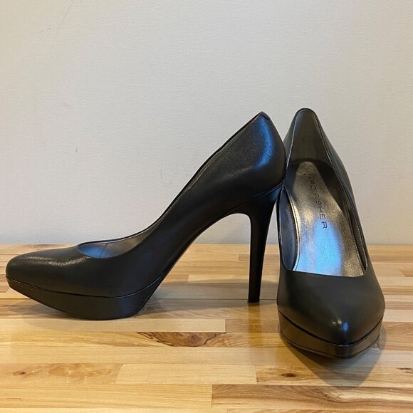 Marc Fisher Black Leather Platform High Heels s - Womens Size 9.5 - Picture 5 of 16